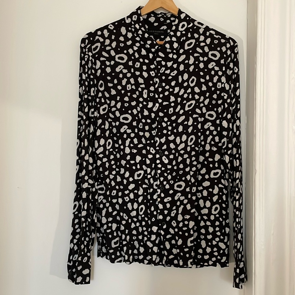 All Saints abstract cowprint shirt